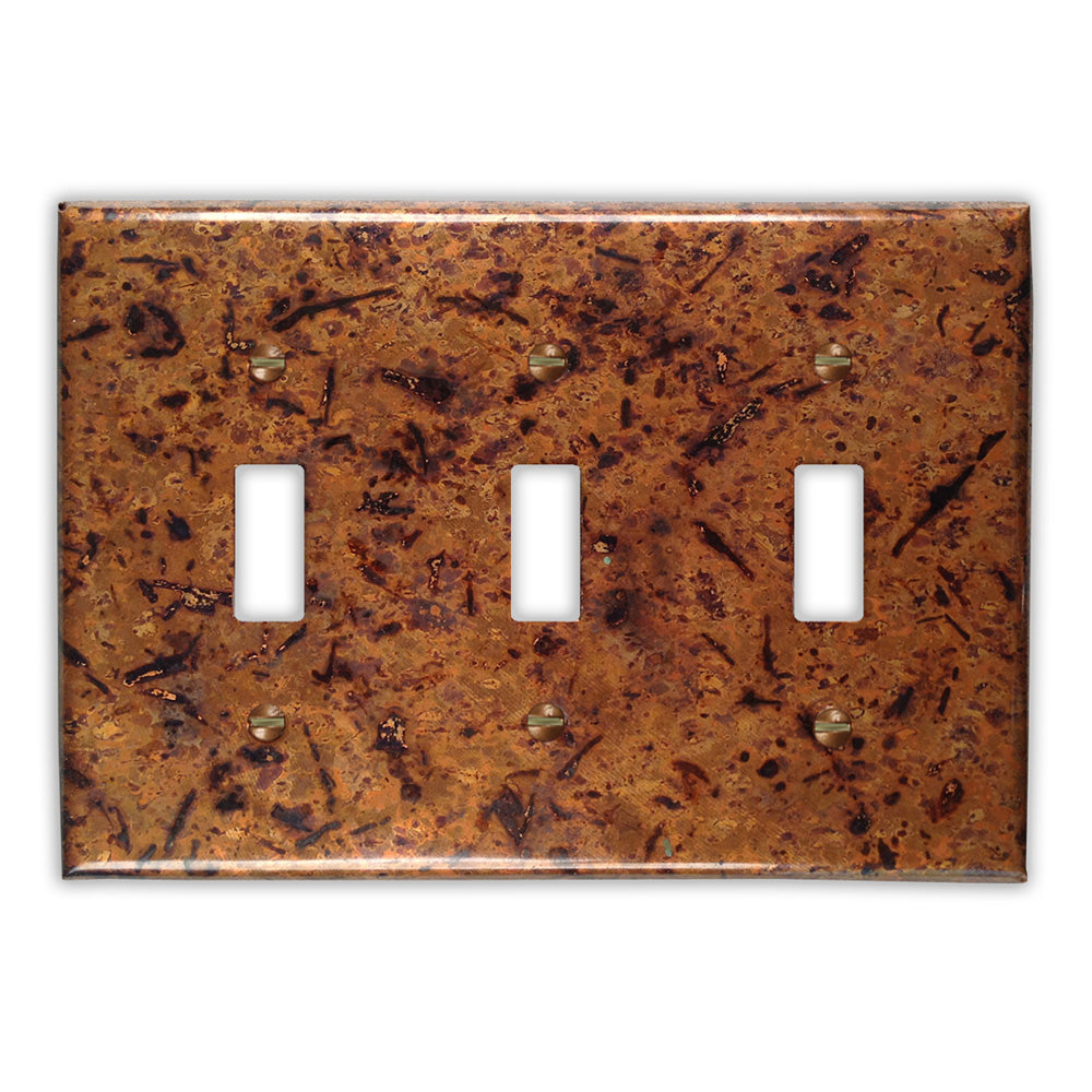 Distressed Light Copper - 3 Toggle Wallplate