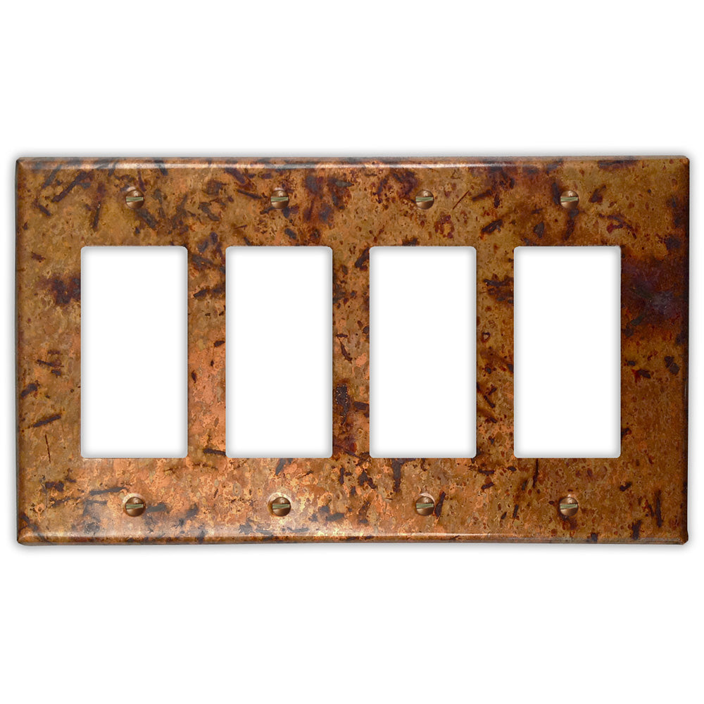 Distressed Light Copper - 4 Rocker Wallplate