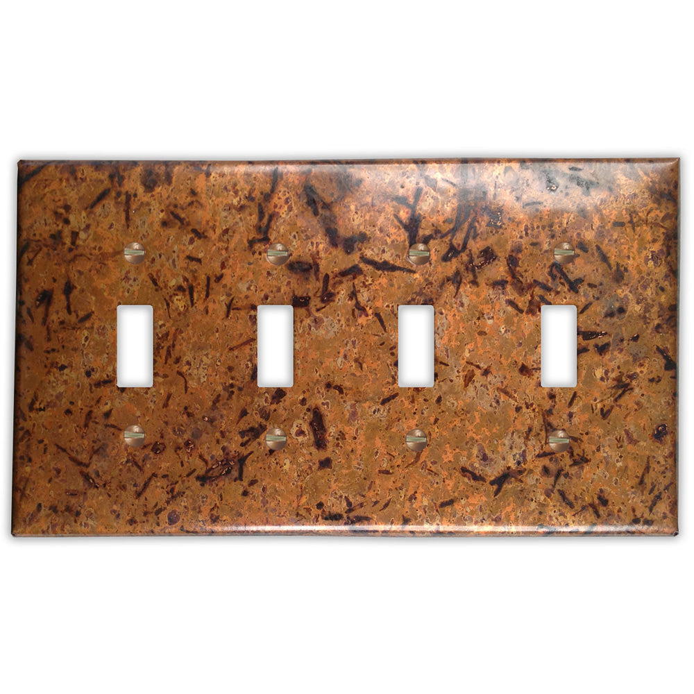 Distressed Light Copper - 4 Toggle Wallplate