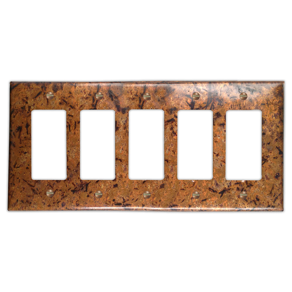 Distressed Light Copper - 5 Rocker Wallplate