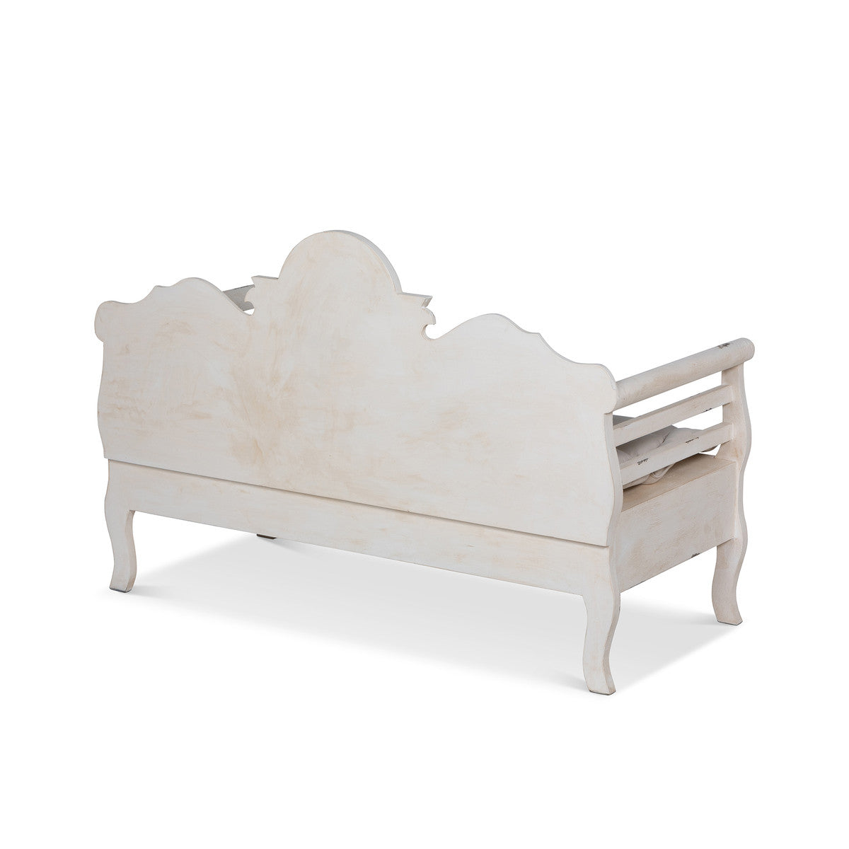 Lovecup Toulon White Wash Wooden Bench L172