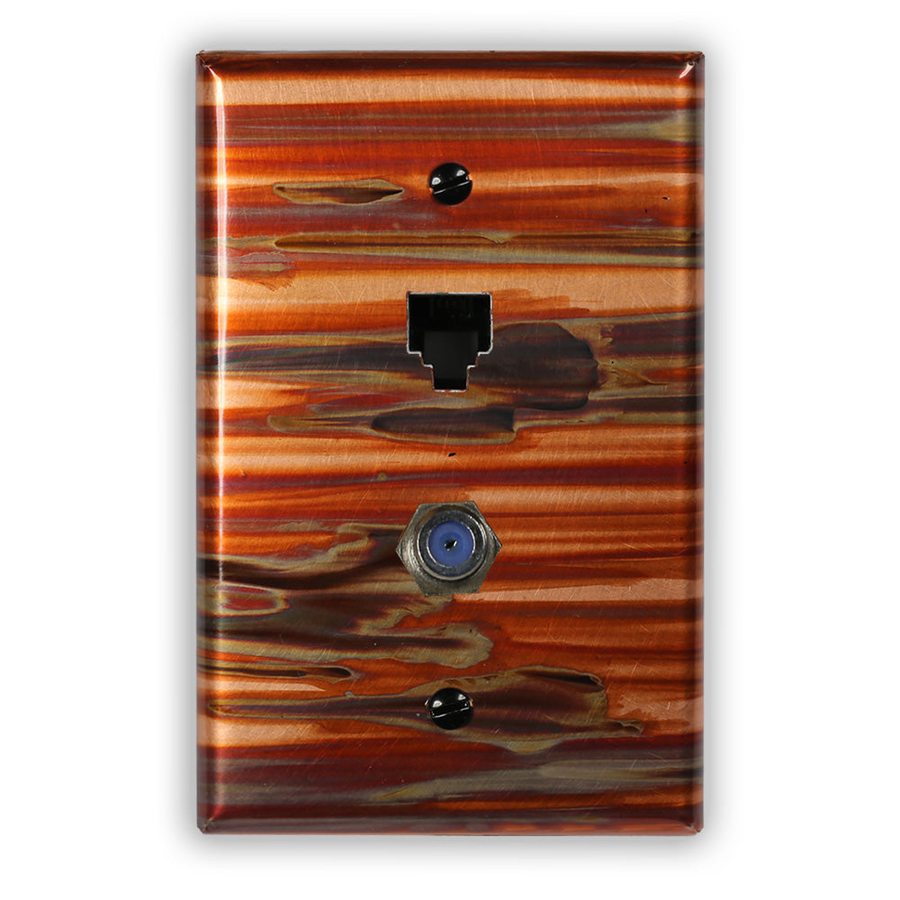 Enchantment Horizontal Copper - 1 Phone Jack / 1 Cable Jack Wallplate