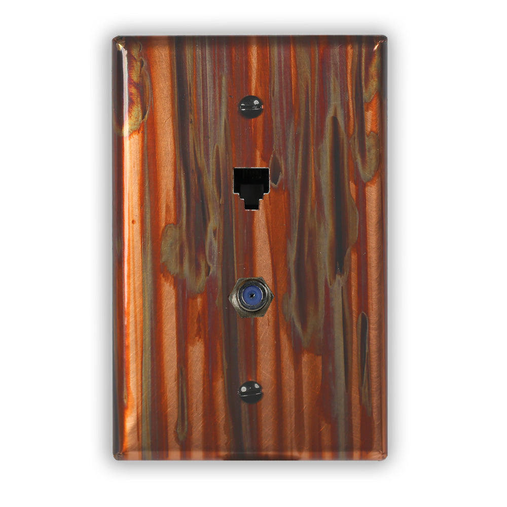 Enchantment Vertical Copper - 1 Phone Jack / 1 Cable Jack Wallplate