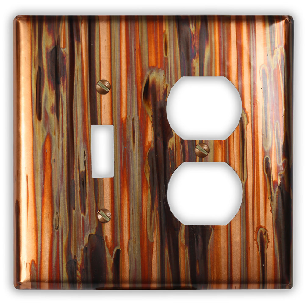 Enchantment Vertical Copper - 1 Toggle / 1 Duplex Wallplate