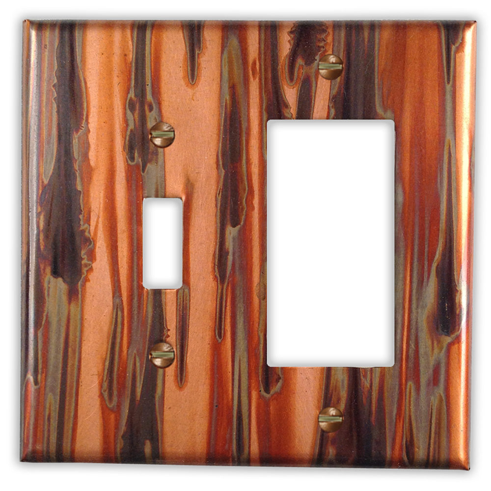 Enchantment Vertical Copper - 1 Toggle / 1 Rocker Wallplate