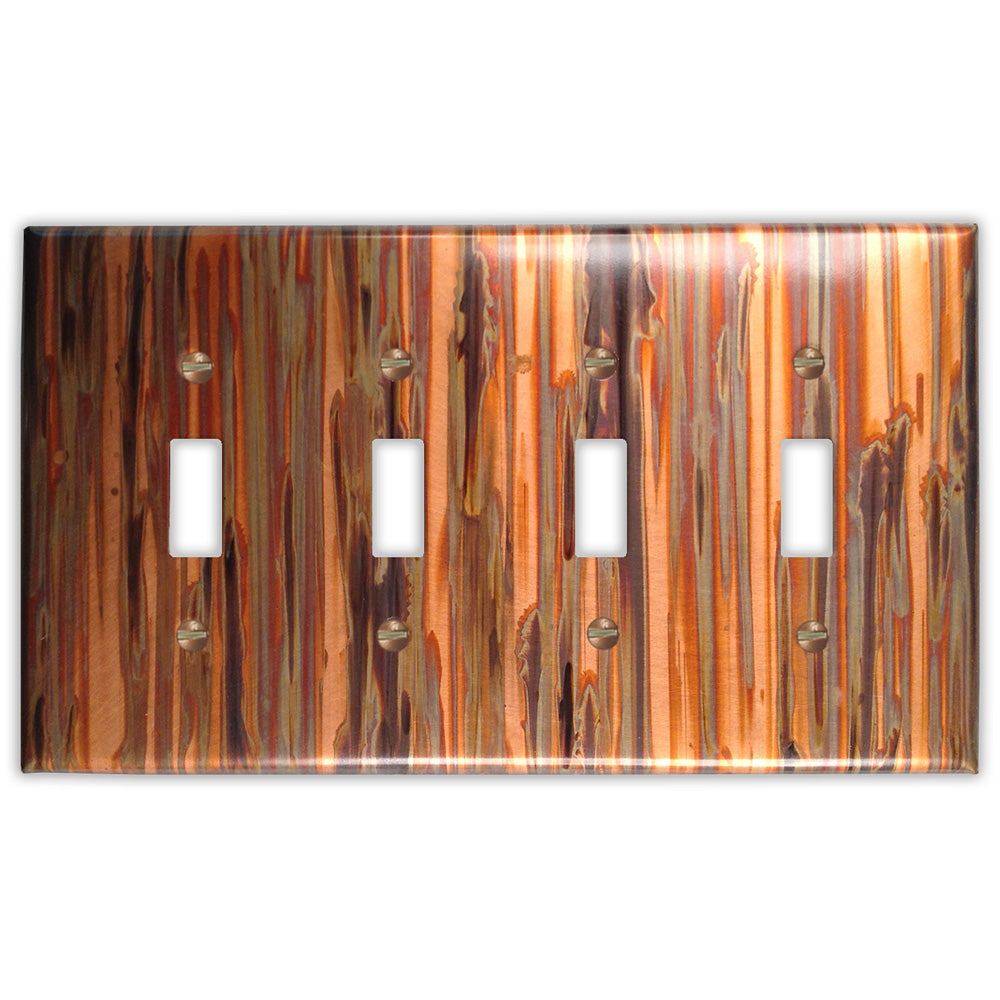 Enchantment Vertical Copper - 4 Toggle Wallplate