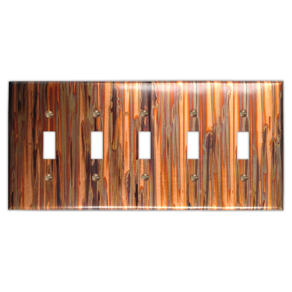 Enchantment Vertical Copper - 5 Toggle Wallplate