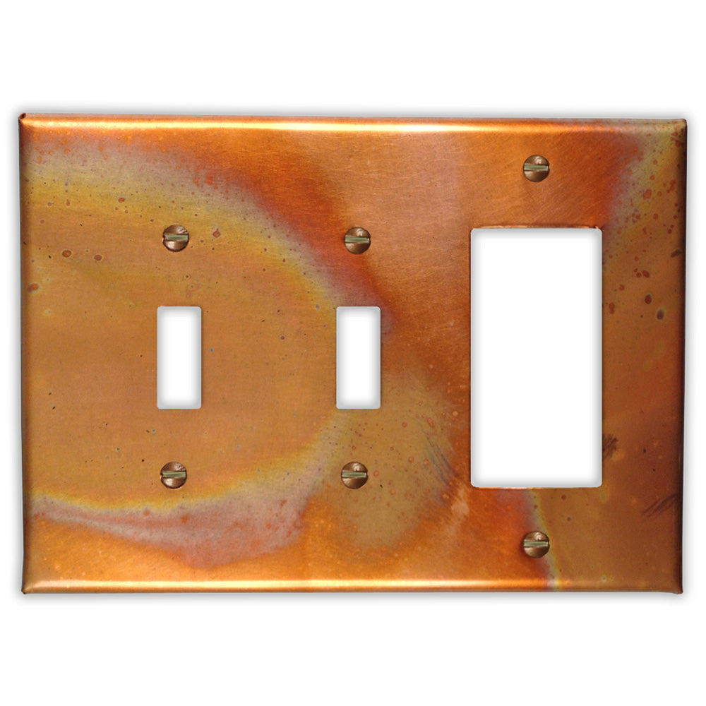 Flamed Copper - 2 Toggle / 1 Rocker Wallplate
