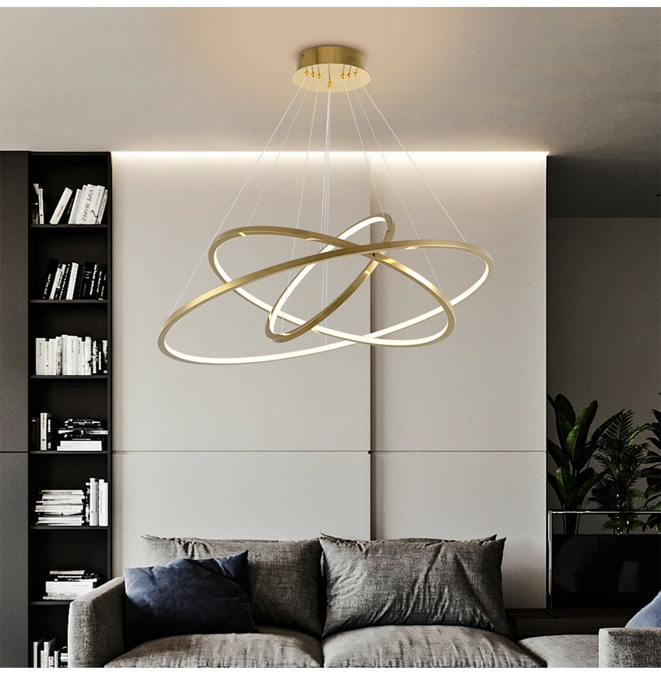 MIRODEMI® Large ring stainless steel light fixture for living room, hall, staircase, foyer, stairwell