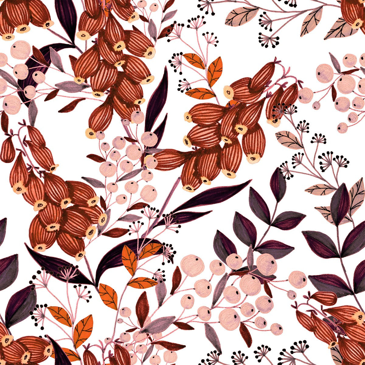 Fashionable Brown Botanical Wallpaper Tasteful
