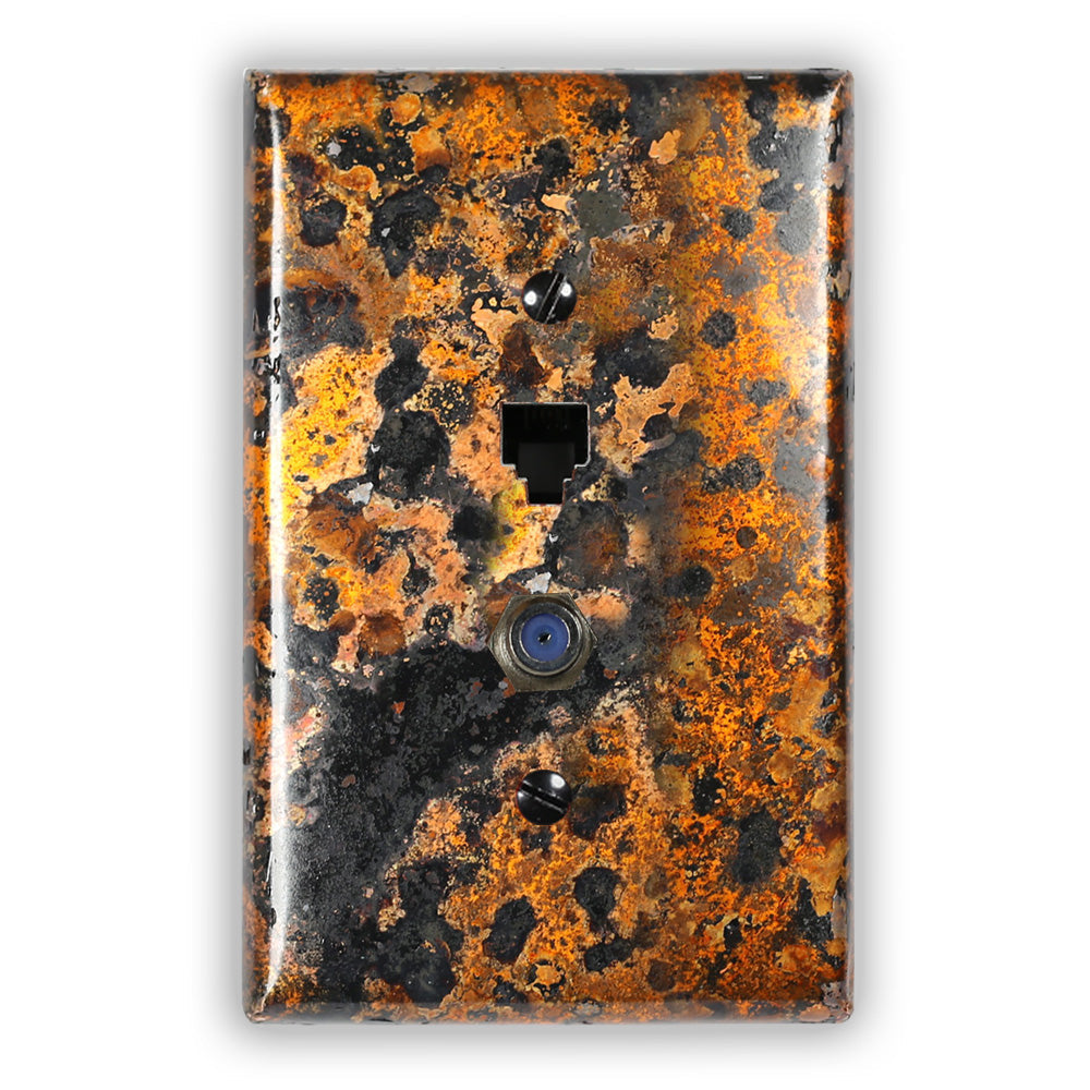 Leopard Copper - 1 Phone Jack / 1 Cable Jack Wallplate