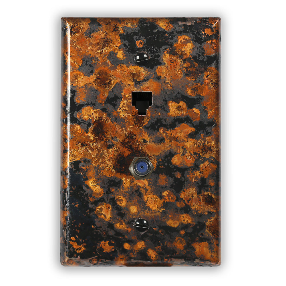 Mottled Copper - 1 Phone Jack / 1 Cable Jack Wallplate