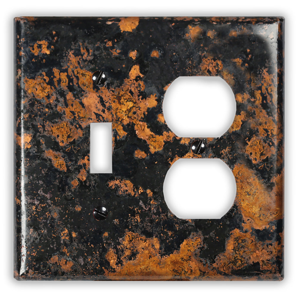 Mottled Copper - 1 Toggle / 1 Duplex Wallplate
