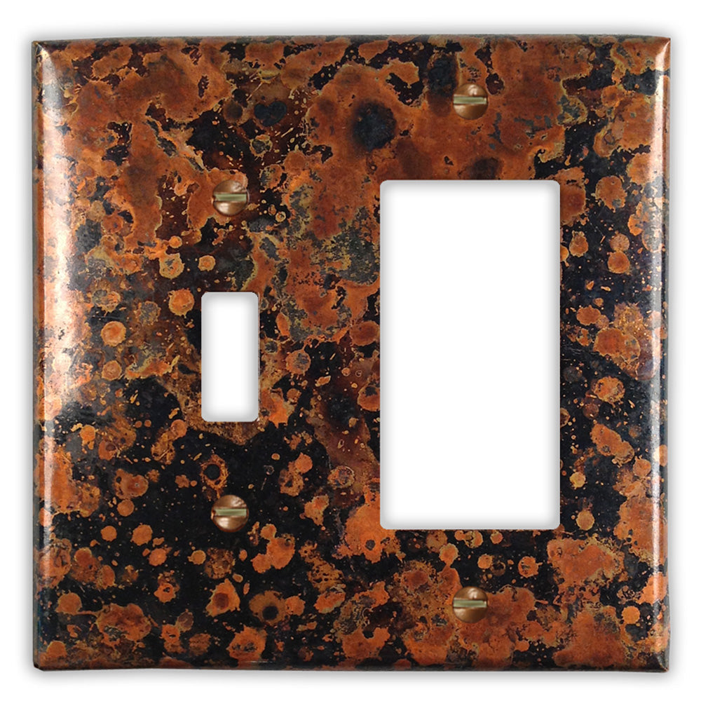 Mottled Copper - 1 Toggle / 1 Rocker Wallplate