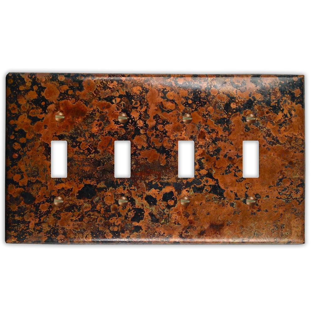 Mottled Copper - 4 Toggle Wallplate