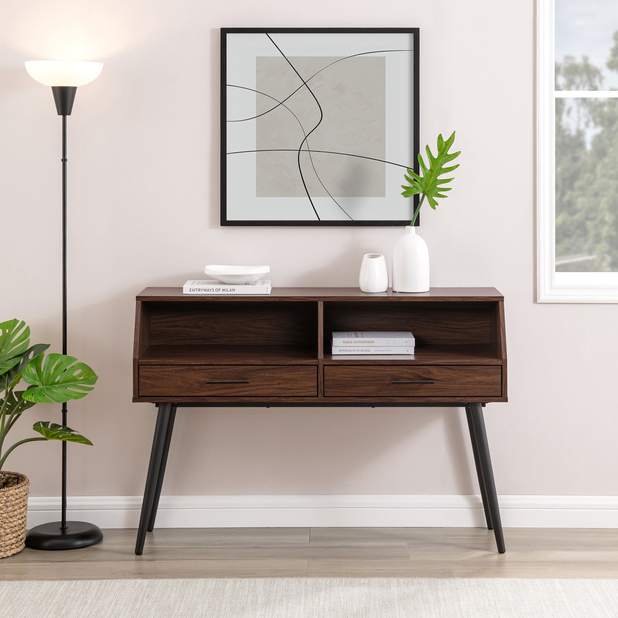 44" Contemporary 2-Drawer Entry Table