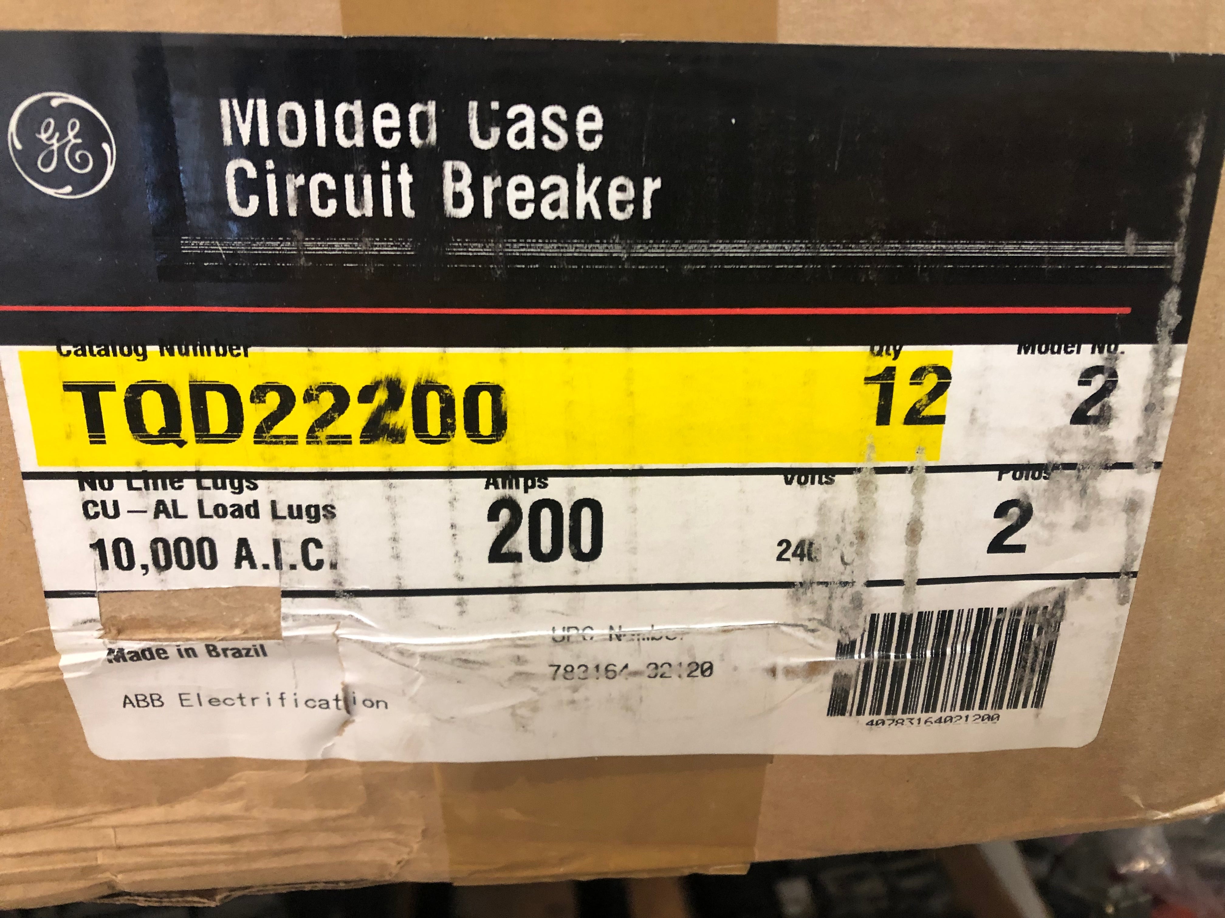 General Electric TQD22200 200 Amp 240 Volt 2 Pole 10ka Circuit Breaker