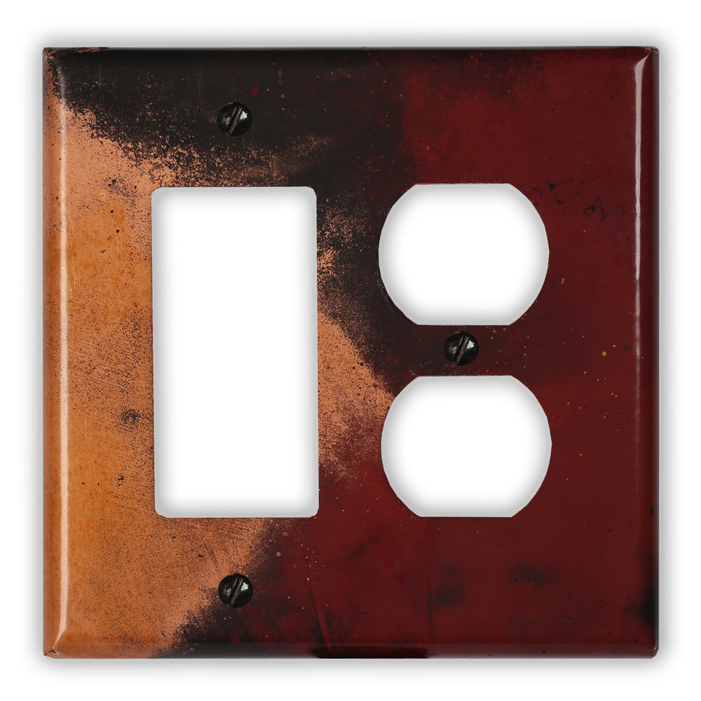 Red and Black Copper - 1 Rocker / 1 Duplex Wallplate