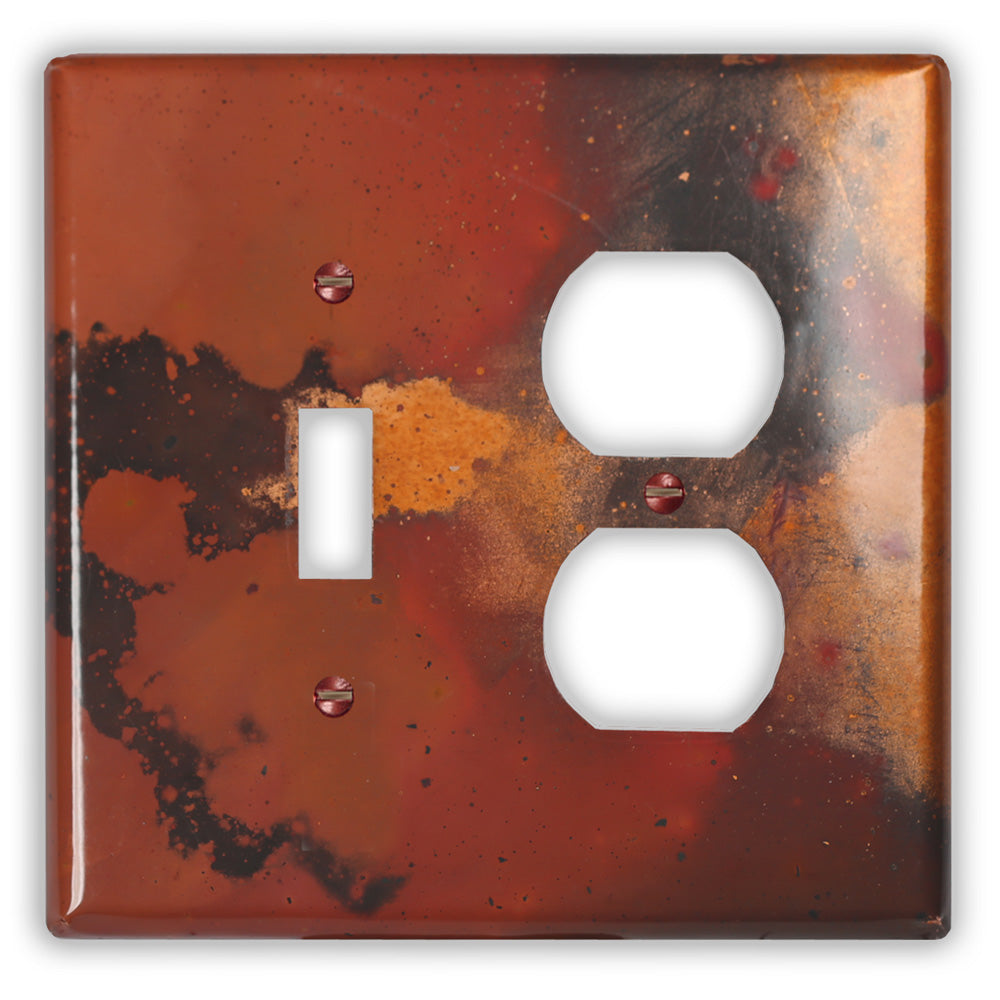 Red and Black Copper - 1 Toggle / 1 Duplex Wallplate