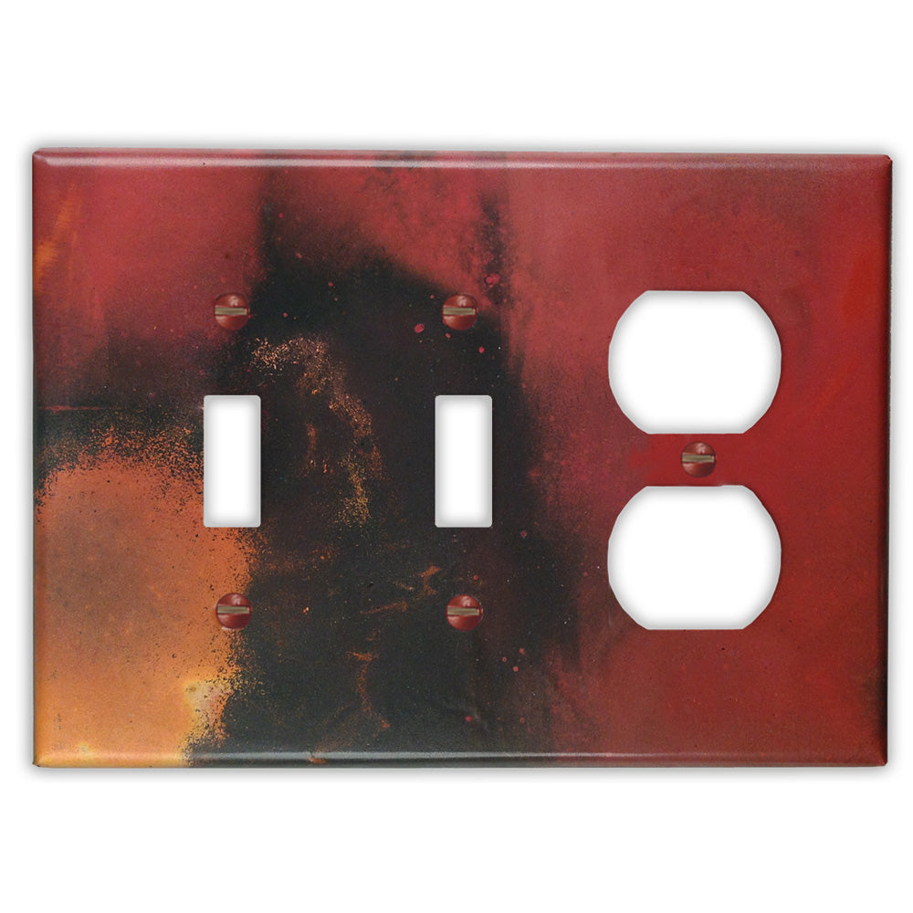 Red and Black Copper - 2 Toggle / 1 Duplex Wallplate