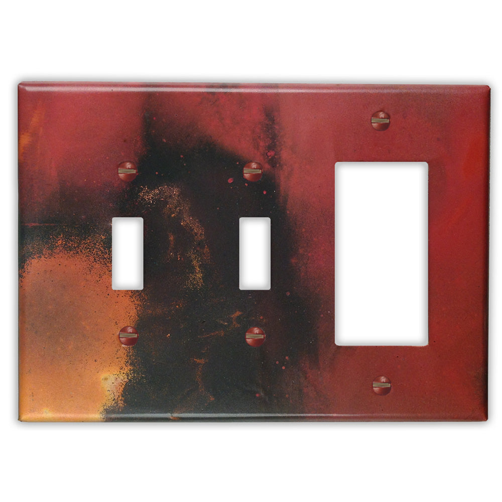 Red and Black Copper - 2 Toggle / 1 Rocker Wallplate