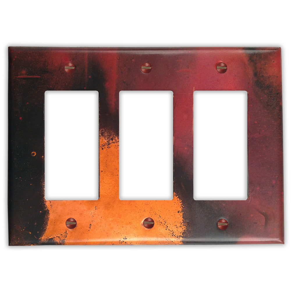 Red and Black Copper - 3 Rocker Wallplate