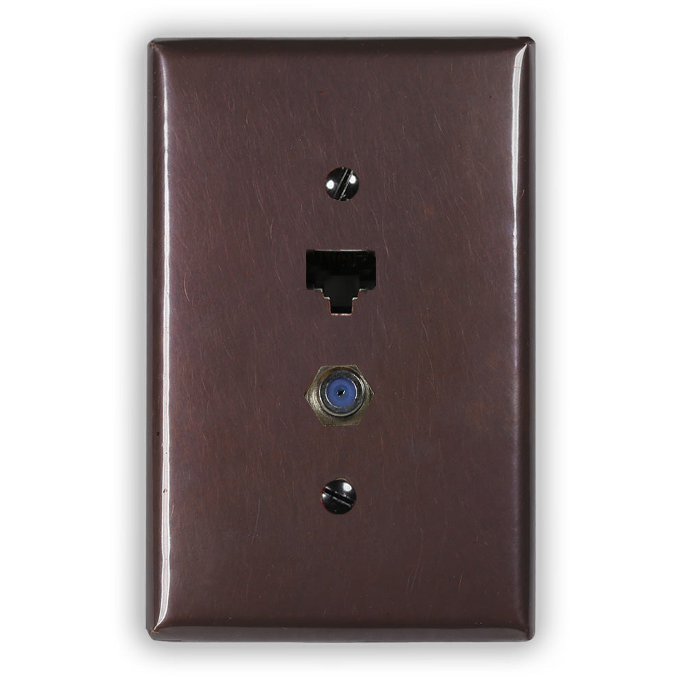Rustic Copper - 1 Data Jack / 1 Cable Jack Wallplate