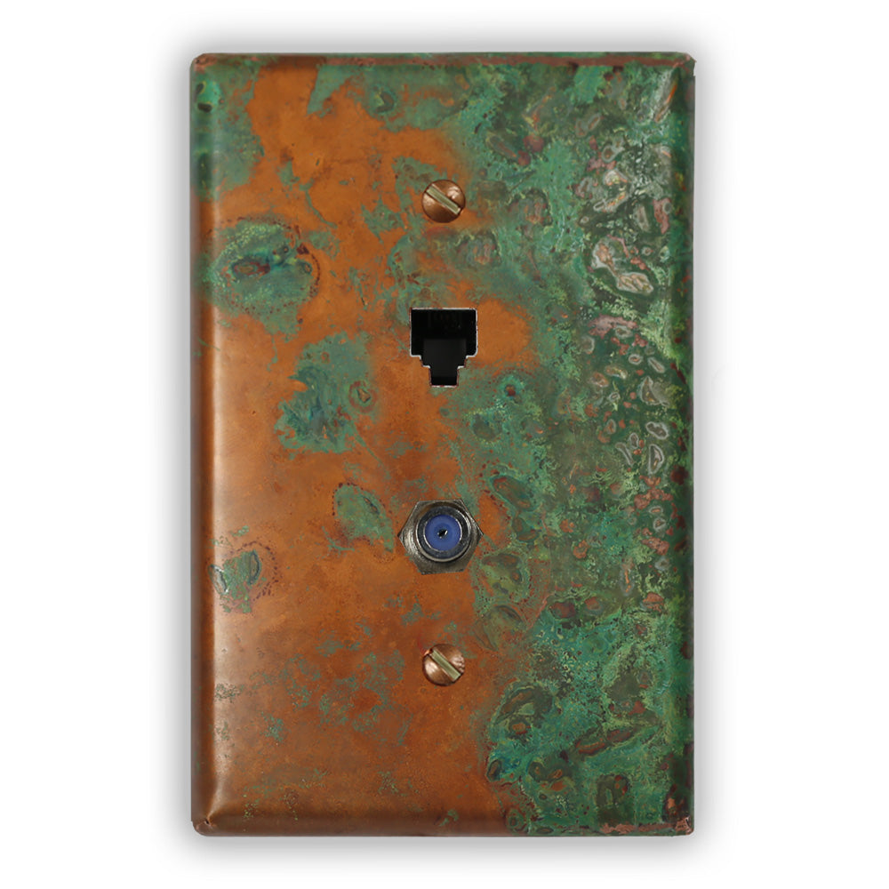 Verde Copper - 1 Phone Jack / 1 Cable Jack Wallplate