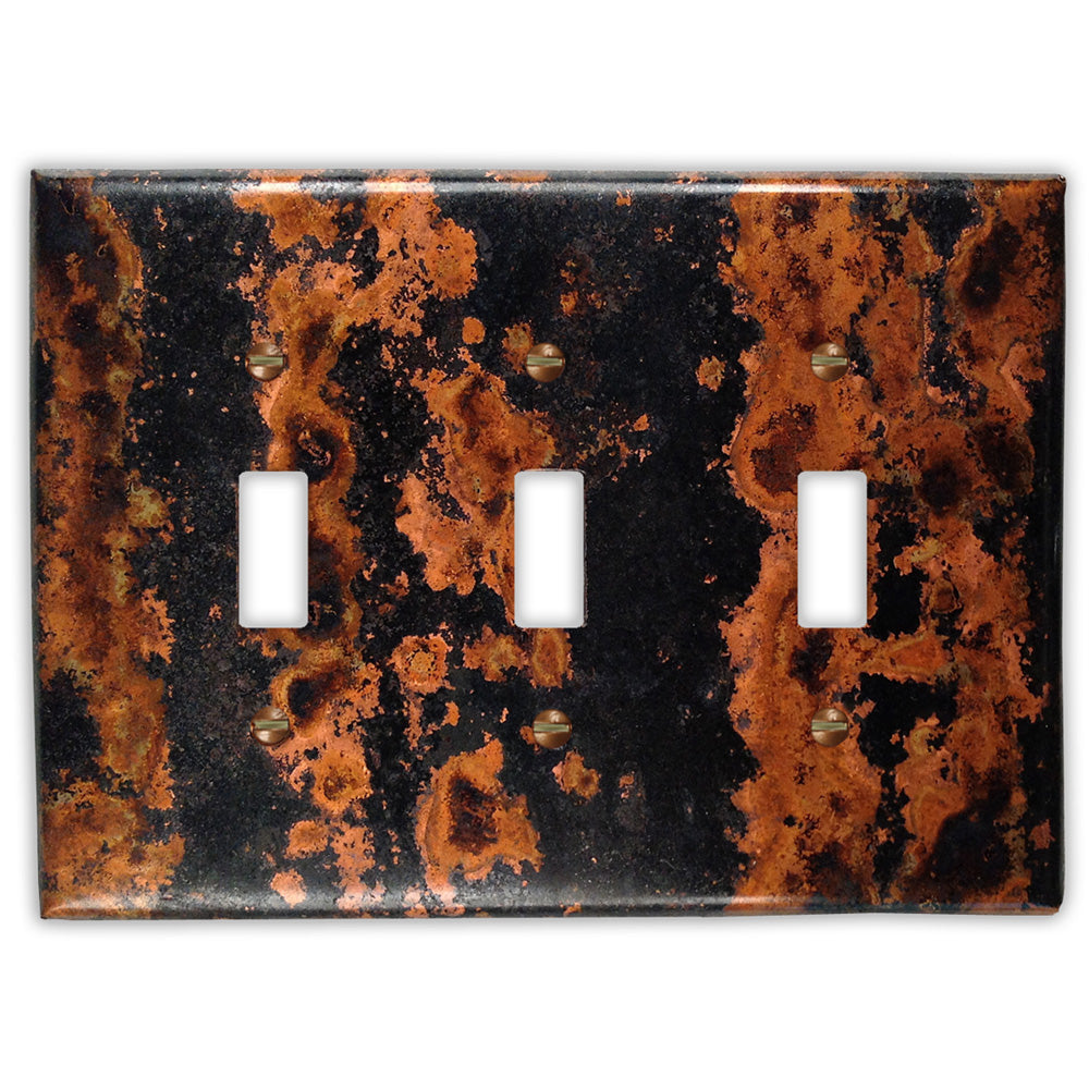 Zebra Copper - 3 Toggle Wallplate