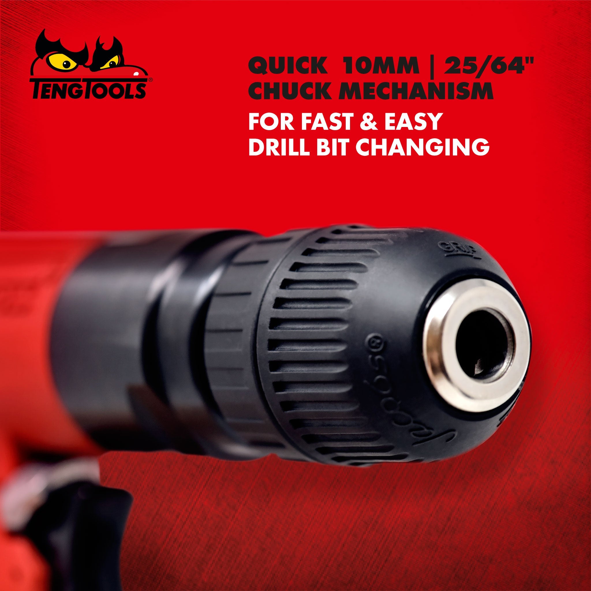 Teng Tools Pistol Style 10MM Chuck 1,800 RPM Left Right Hand Reversible Pneumatic Air Drill - ARD10