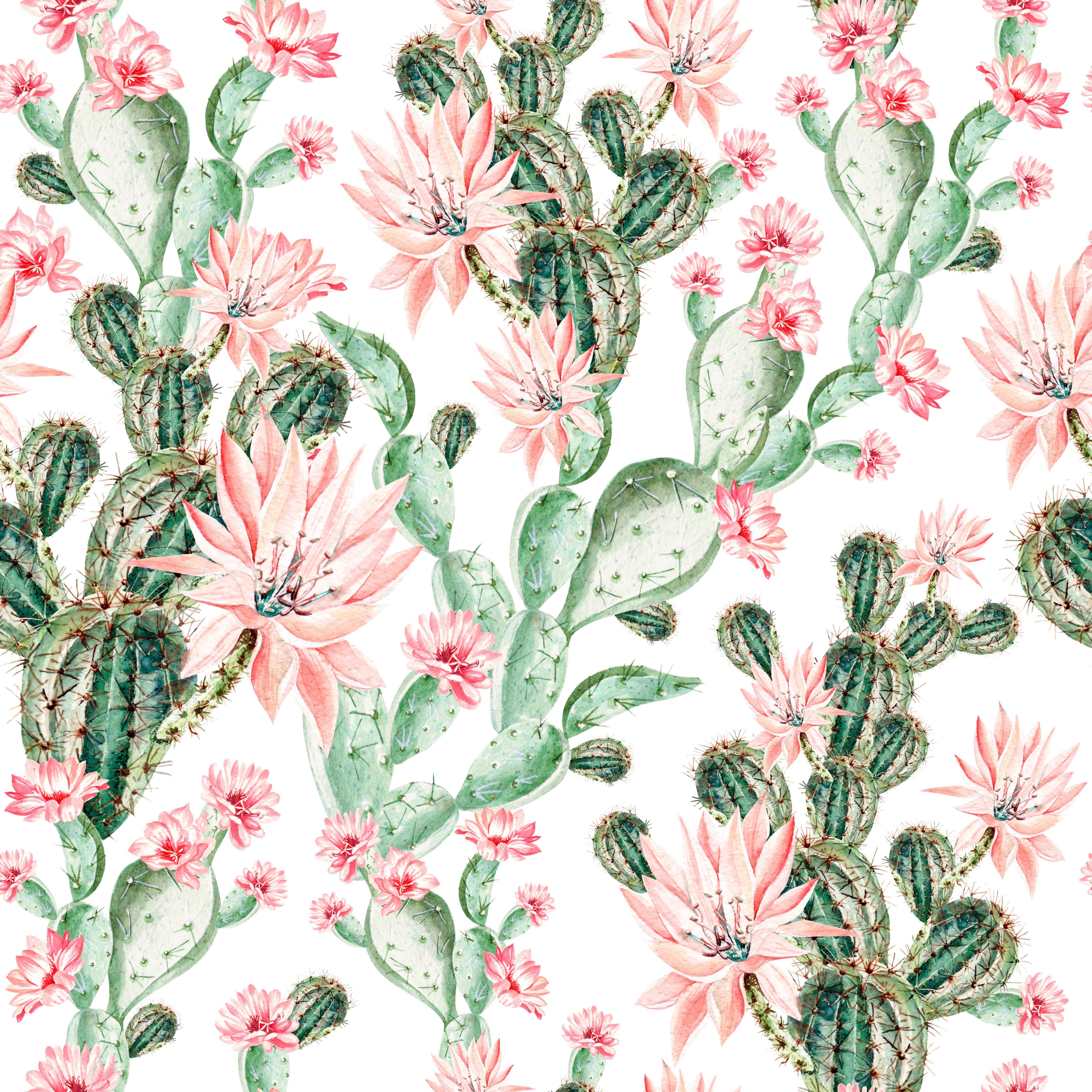 Fashionable Cactus Pattern Wallpaper Chic