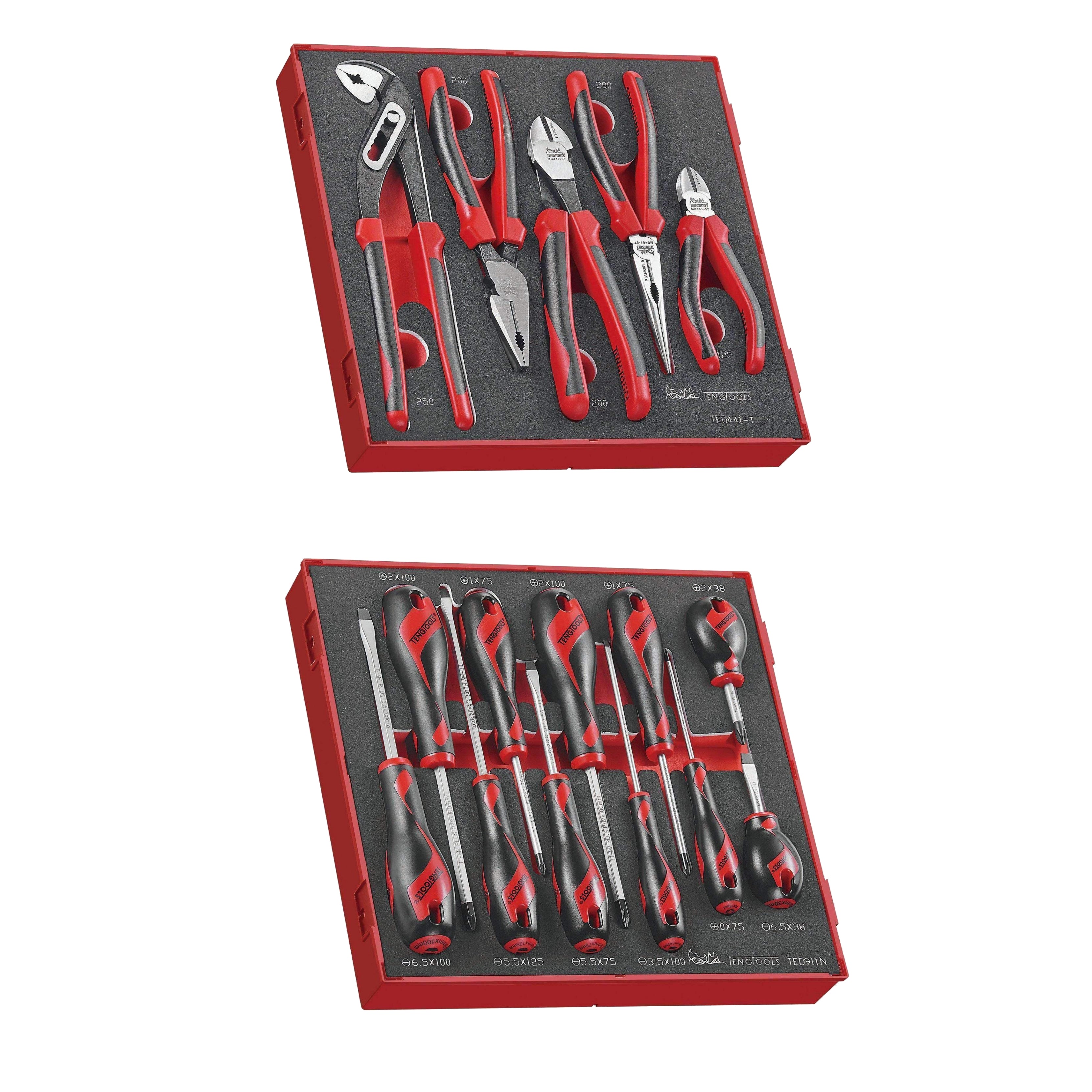 Teng Tools 183 Piece Complete Mixed EVA Foam Service Tool Kit With Black USA Tool Box - TC806NBK-USA2