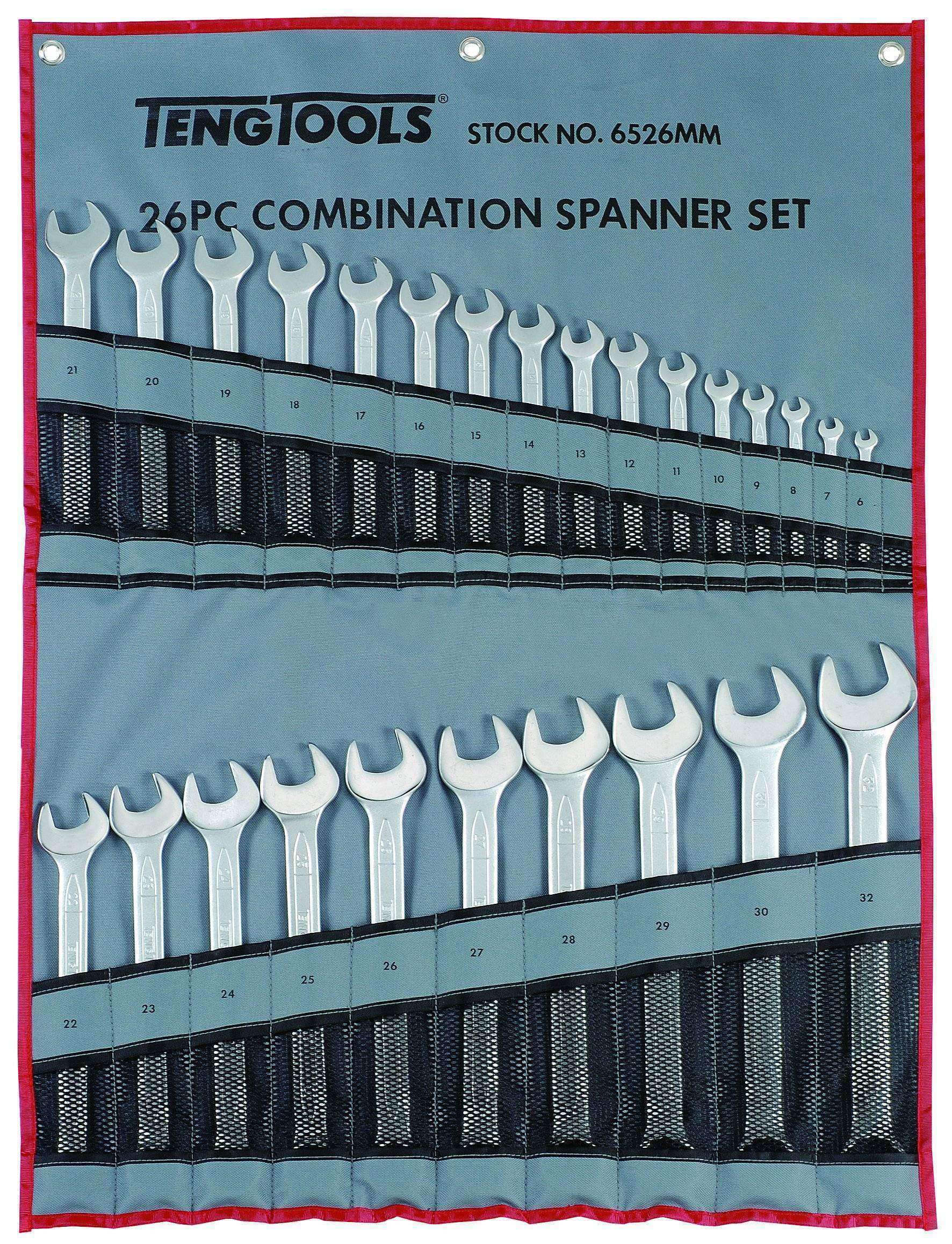 Teng Tools 26 Piece 12 Point Metric Combination Wrench Set (6MM - 32MM) - 6526MM
