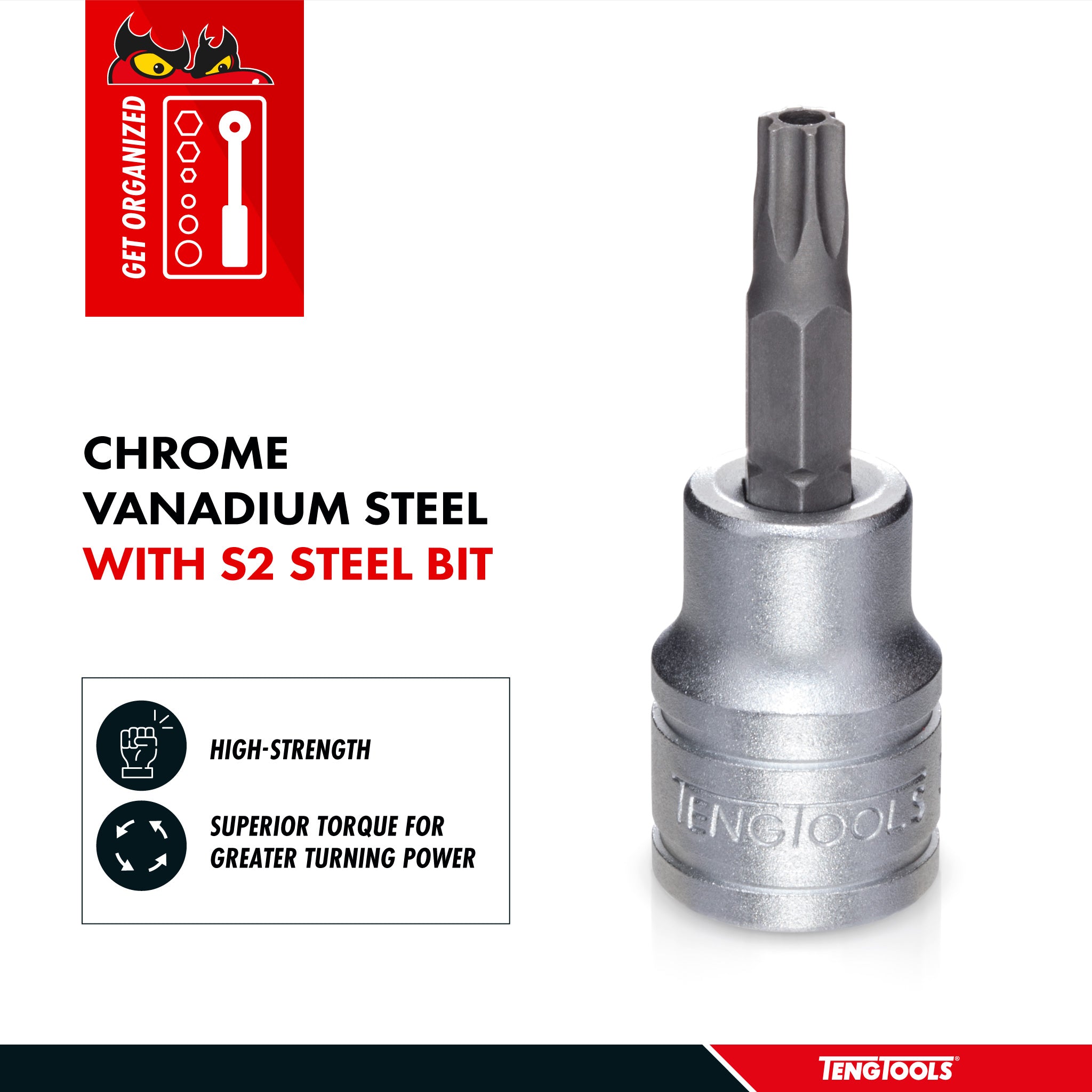 Teng Tools 3/8 Inch Drive Tamper Proof Torx TPX Chrome Vanadium Sockets