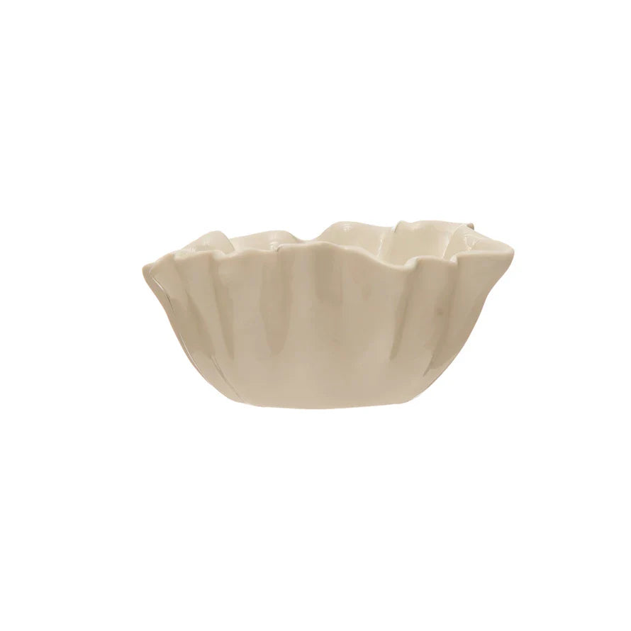 Stoneware White Fluted Bowl - Small