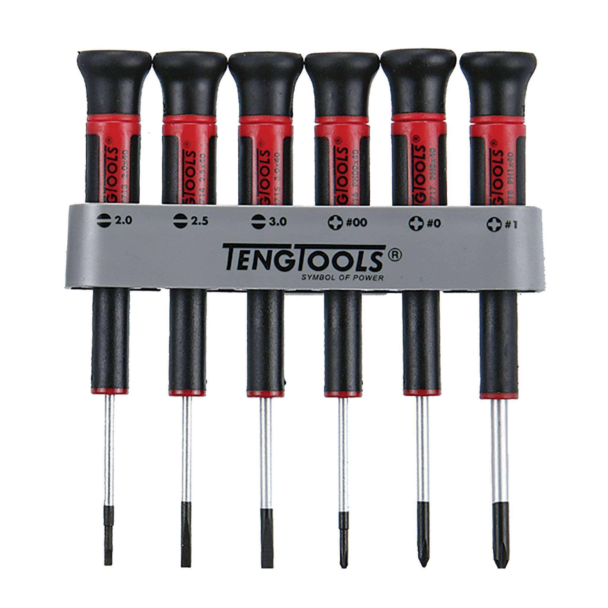 Teng Tools 6 Piece Flat Regular And PH Type Mini Screwdriver Set - MDM706