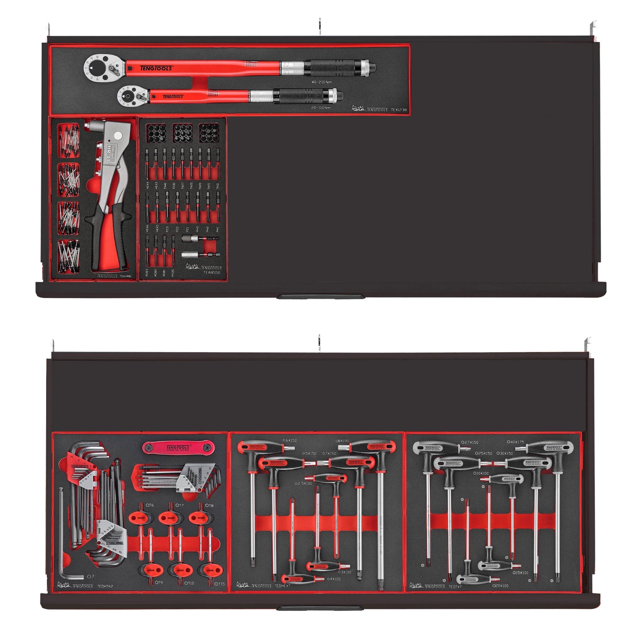 Teng Tools 447 Piece 'Limited Edition' Black 37 Inch Wide 8 Drawer Roller Cabinet Workstation Tool Kit - TCEMM637NBK-BUILD