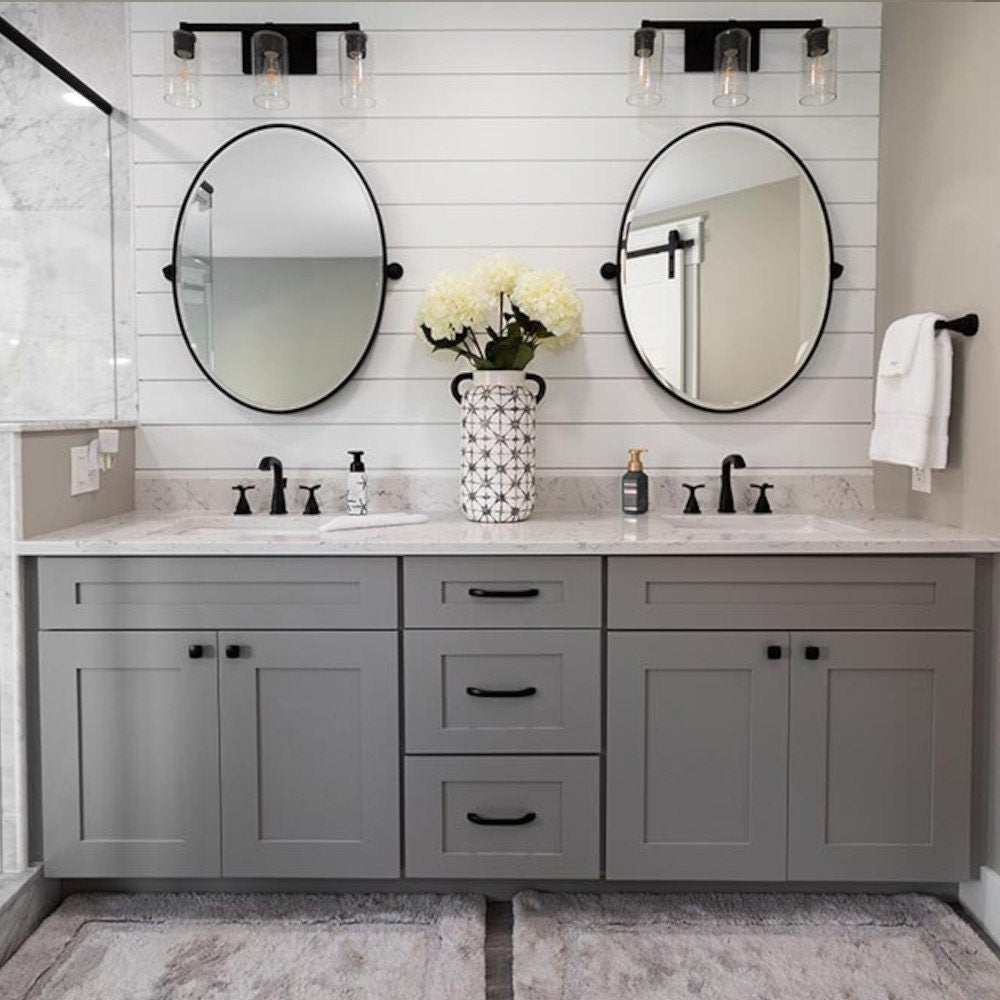 80 Inch Grey Shaker Double Sink Bathroom Vanity with Drawers