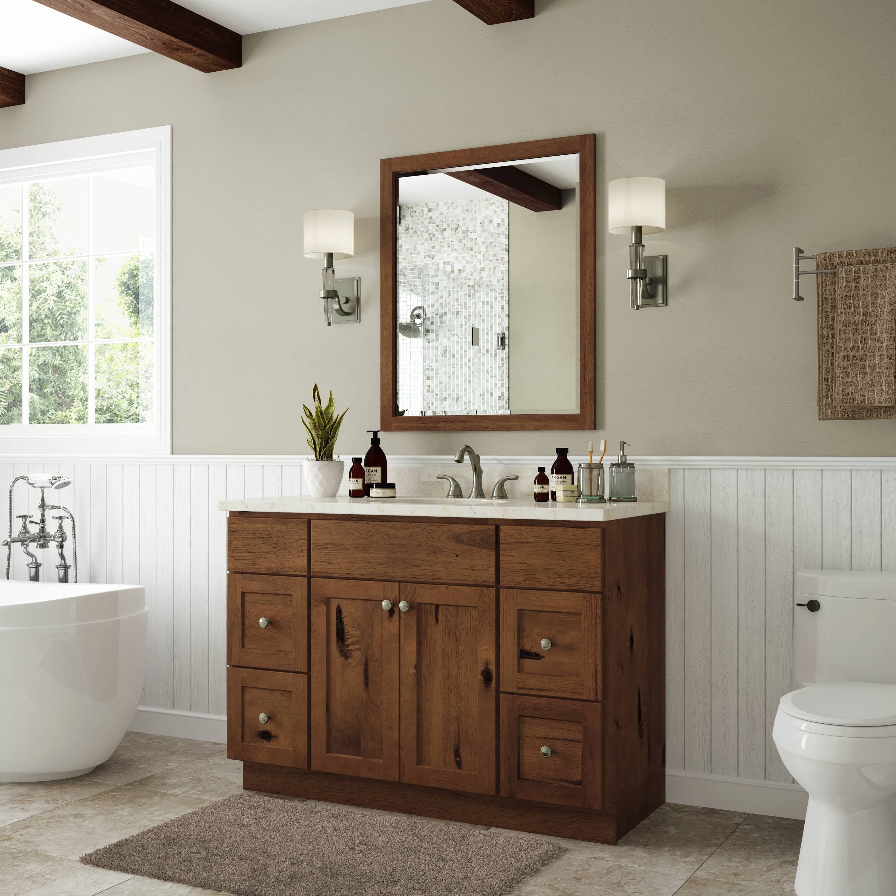 60 Inch Rustic Shaker Single Sink Bathroom Vanity with Drawers