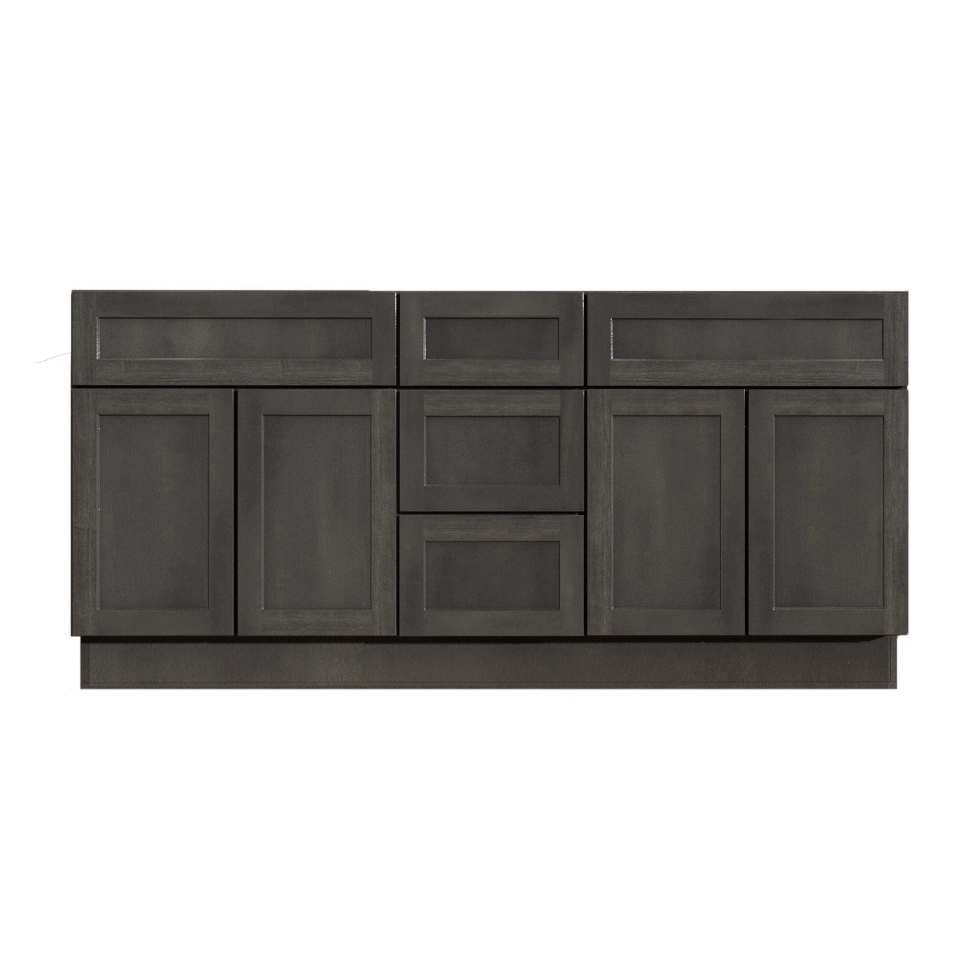 60 Inch Gray Stained Shaker Double Sink Bathroom Vanity with Drawers