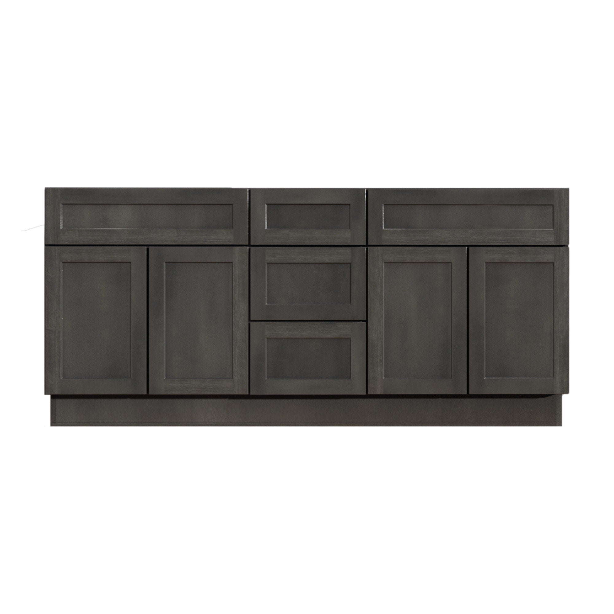 72 Inch Gray Stained Shaker Double Sink Bathroom Vanity with Drawers
