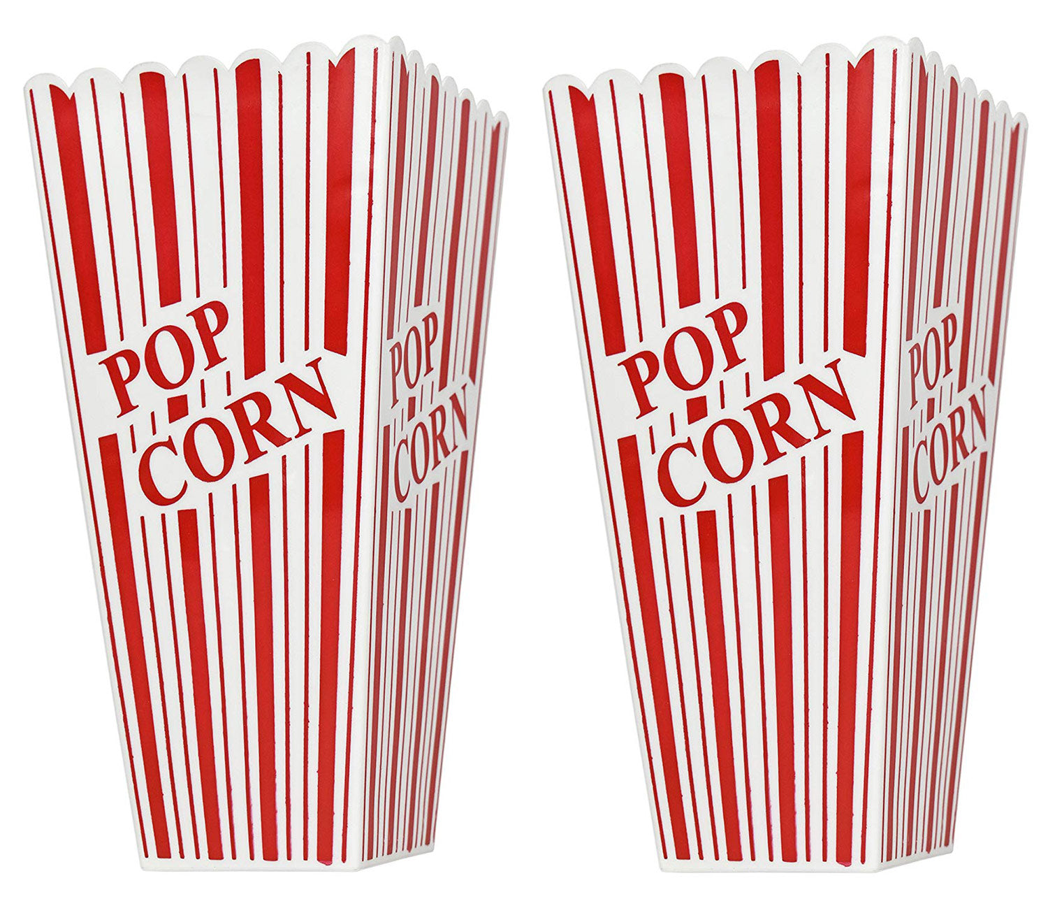 Premius 2-Pack Classic Striped Popcorn Holder, Red-White, 7.75x3.75x3.75 Inches