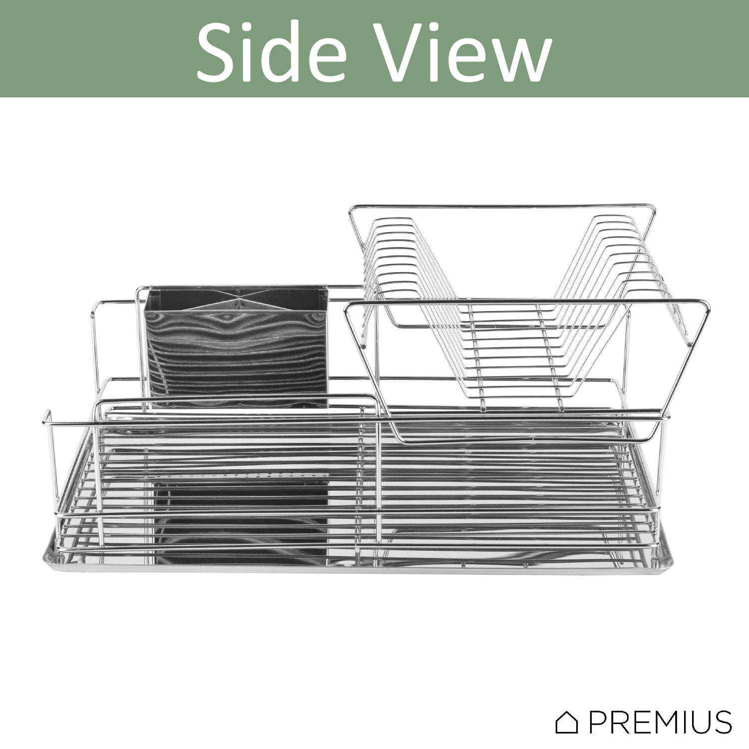 Premius 2 Tier Chrome Finished Dish Rack, Silver, 18.5x13x9 Inches