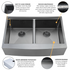 Zeek 33" Farmhouse Workstation Double Bowl Gunmetal Matte Black Kitchen Sink With Accessories PVD Nano Tech Coating ENZO ZA-B552