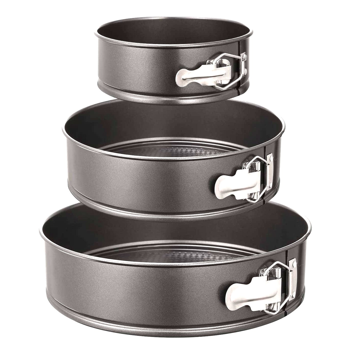 Premius 3-Piece Springform Non-Stick Baking Pan Set, Gray