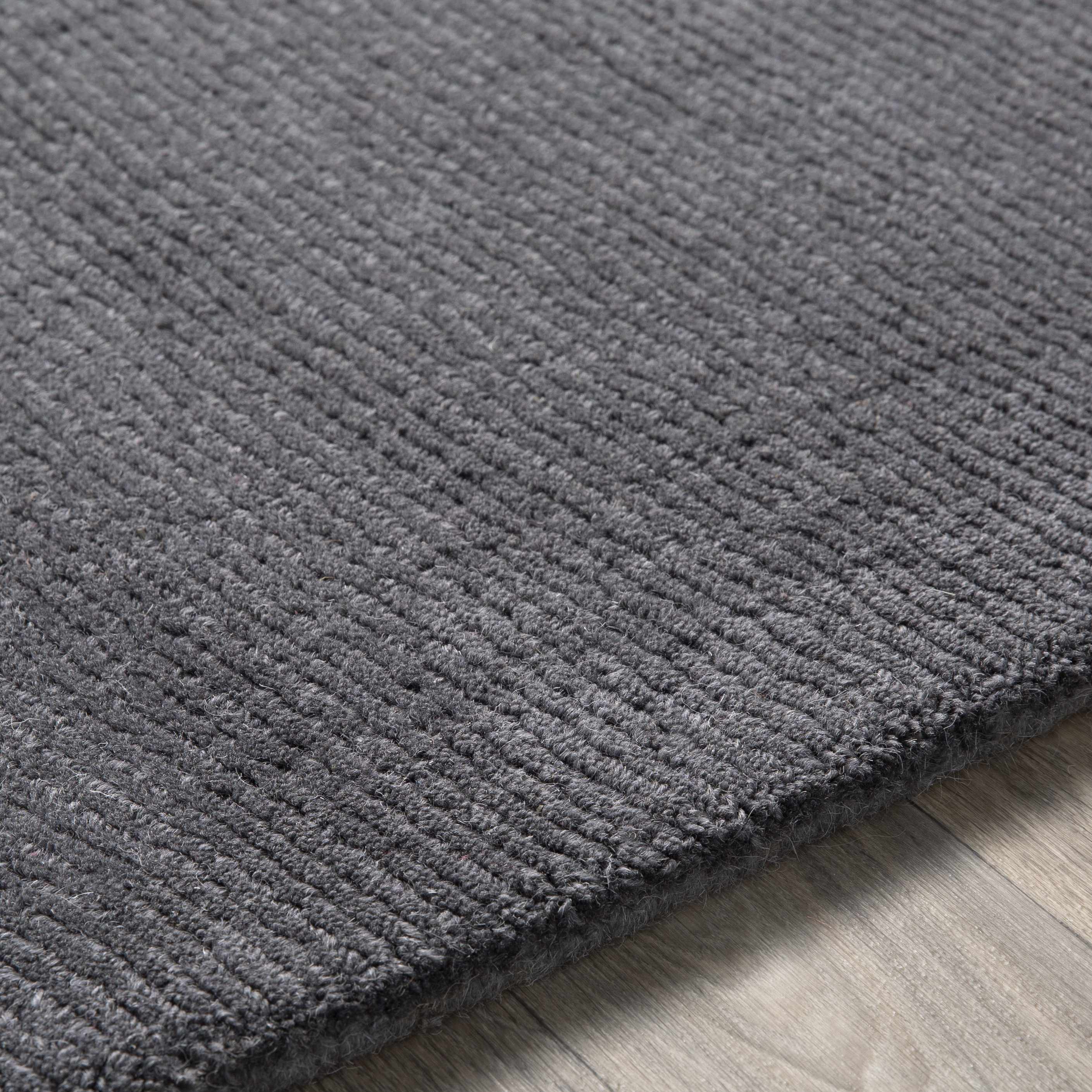 Brockton Solid Wool Charcoal Area Rug