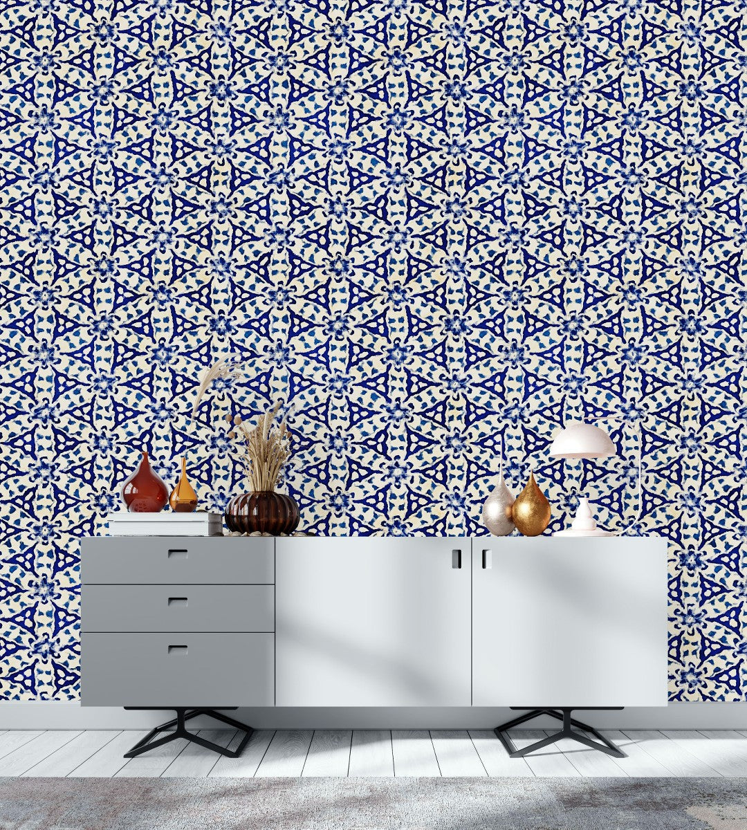 Fashionable Blue Pattern Wallpaper