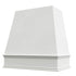 White Wood Range Hood With Tapered Front and Decorative Trim - 30", 36", 42", 48", 54" and 60" Widths Available