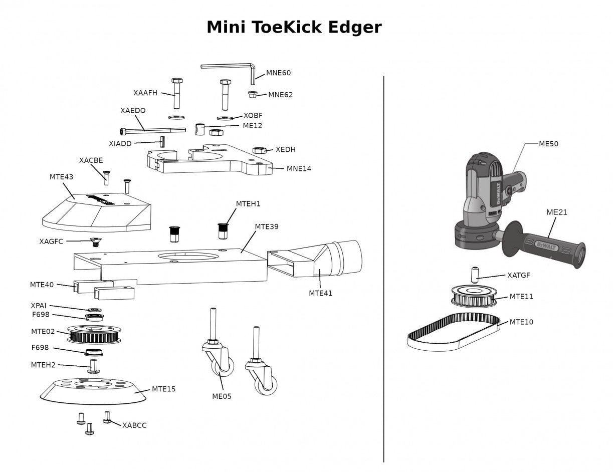 Mini Toe Kick 5in Edger Sander Replacement Parts