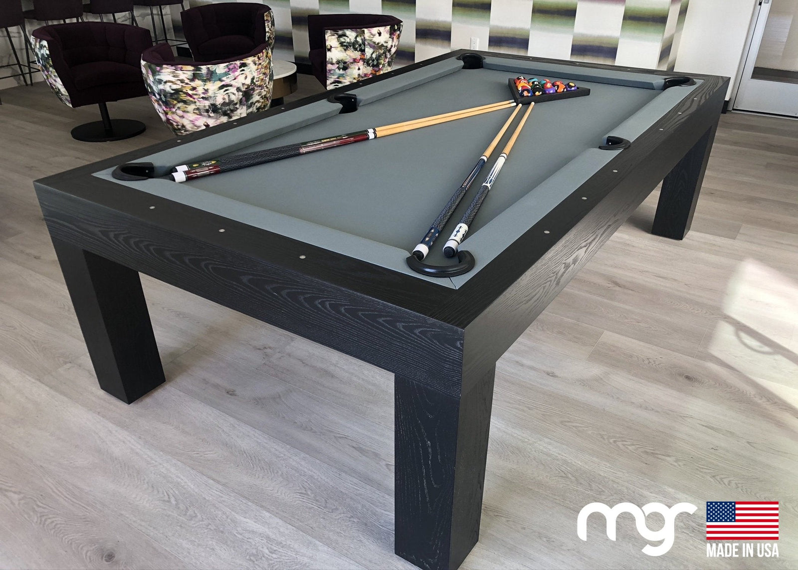The Modern X45 Pool Table (Solid Oak with Black Finish)